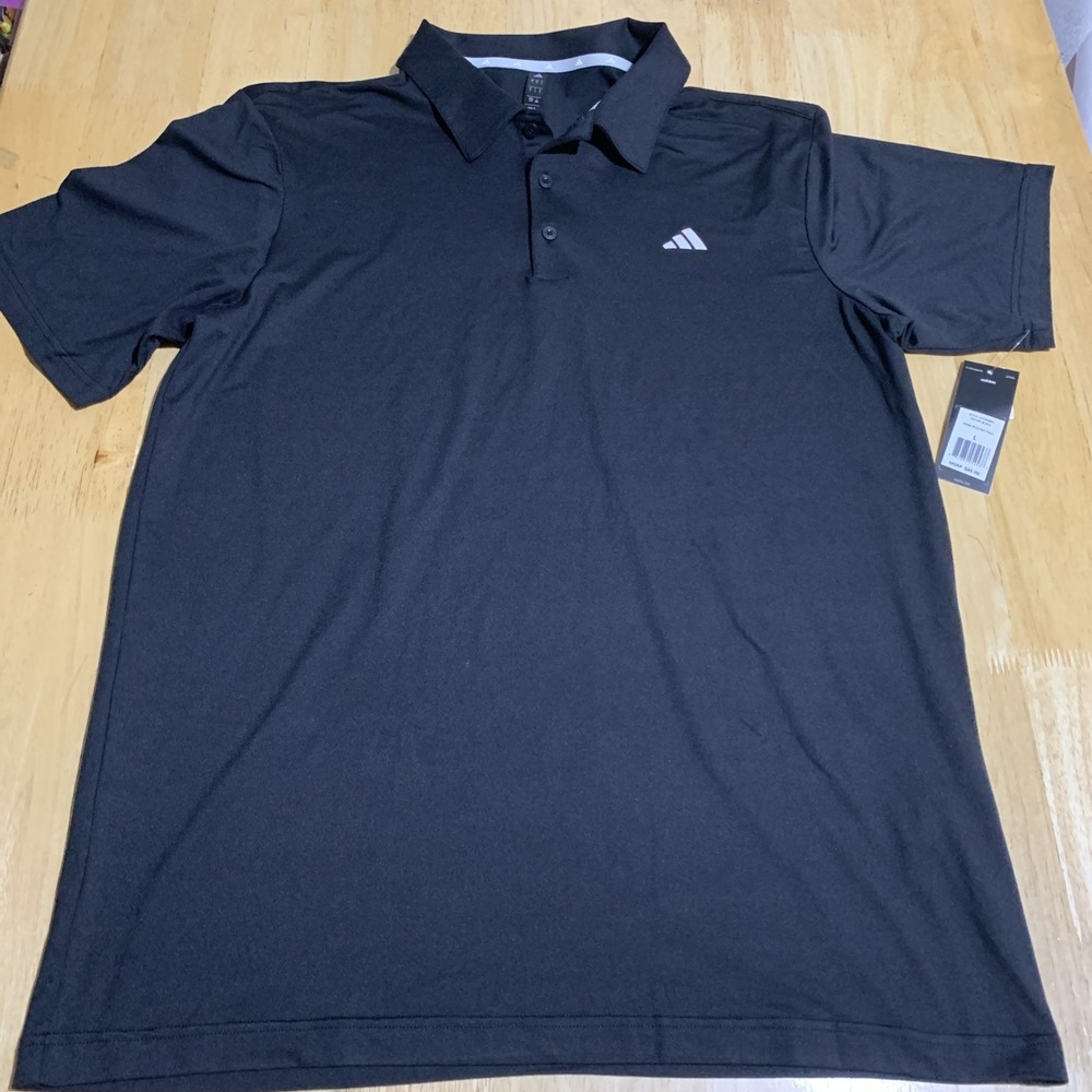 Adidas Club Tennis Polo Shirt Mens Black Short Sleeve Size L New